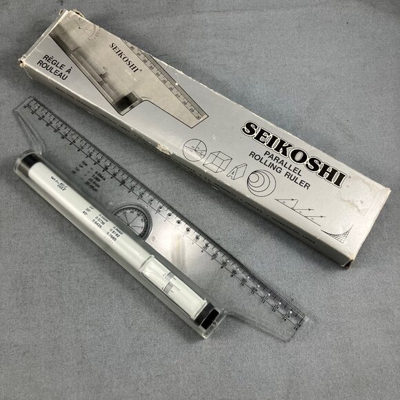 SEIKOSHI Parallel Rolling Metric Ruler 30 cm Bilingual Instructions - Picture 1 of 3